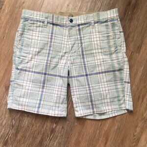 Dockers Men’s Chino Shorts Size 36 Flex Comfort White Plaid Casual Preppy